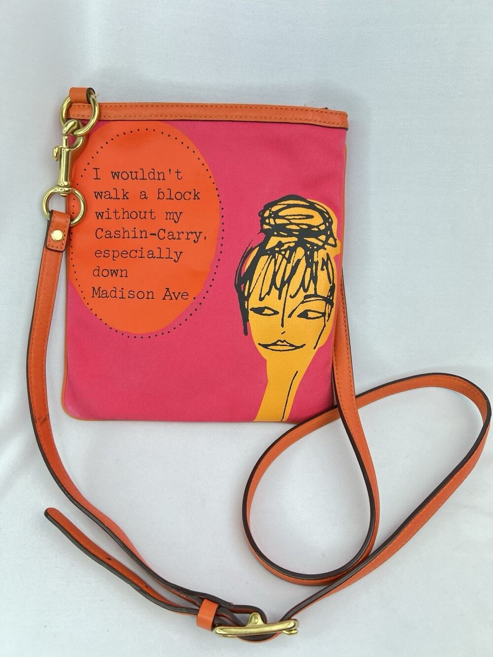 Vintage COACH Bonnie Cashin Kiss Lock Crossbody Bag Pink Orange Swingpack